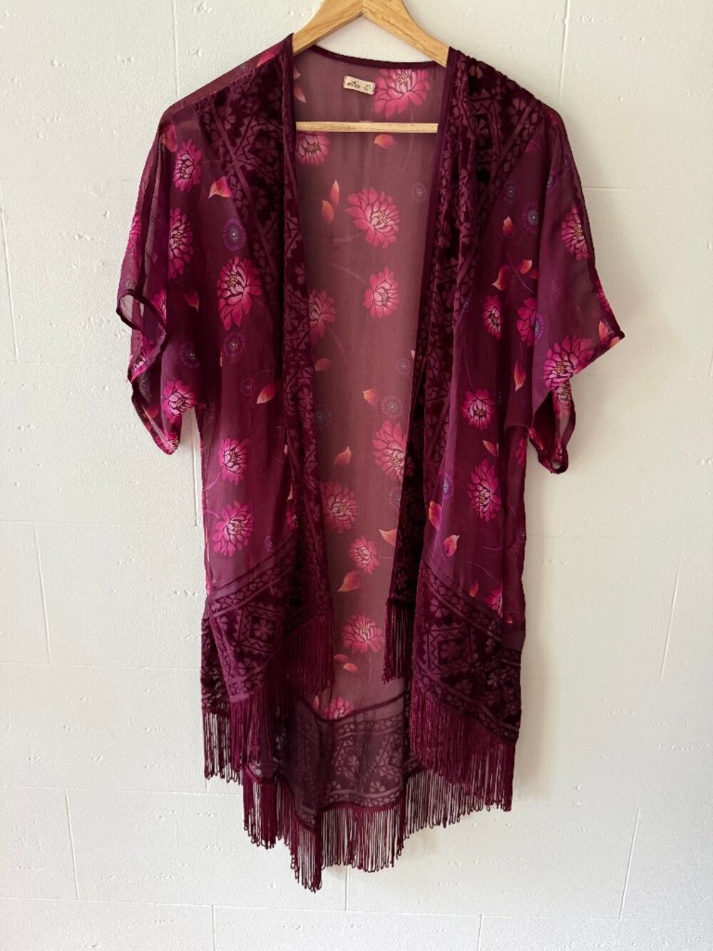 Hollister | Velvet Applique Fringe Shall | Western Festival Boho | Small